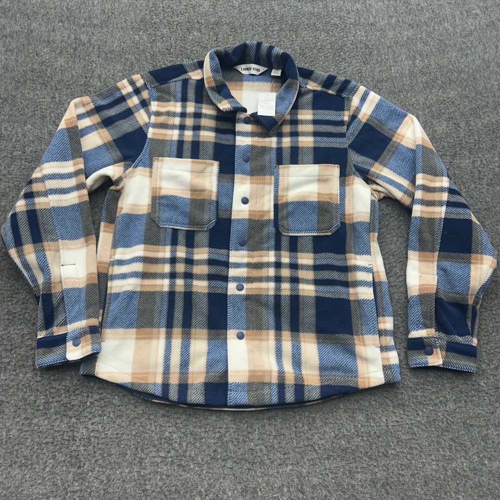 Lands End Mens Anyweather Plaid Fleece Shirt Jacket M 38-40 Shacket
